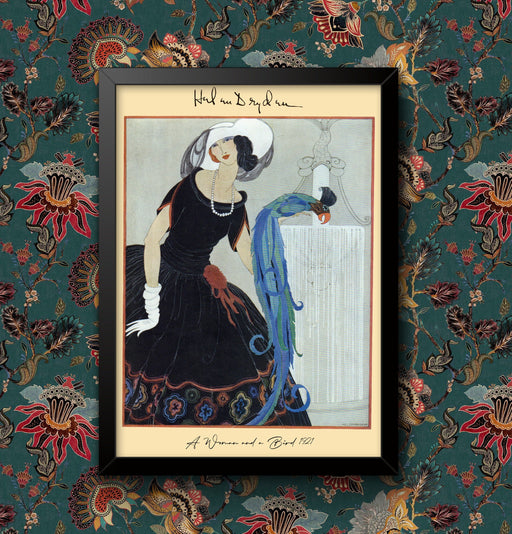 Vintage Magazine Art Cover illustration Helen Dryden's Woman and a Bird 1921's Fashion Beauty Wall Art Poster print Framed or Unframed wall art poster – printed in Yorkshire