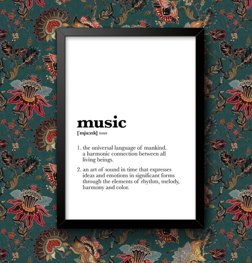 Music Typography dictionary page Wall Art Home Decor Poster A5/A4/A3/A2 size Sign print Framed or Unframed wall art poster – printed in Yorkshire