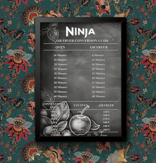 Air Fryer oven conversion chart Wall Art Poster A5 A4 A3 A2 A1 size print ideal for Kitchen or new home Framed or Unframed wall art poster – printed in Yorkshire