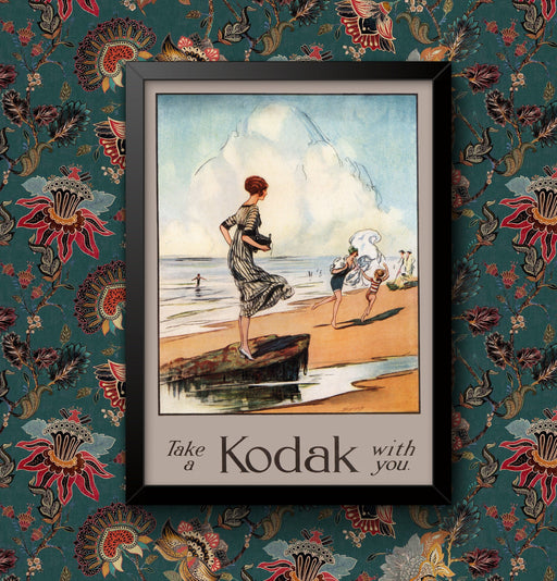 Vintage Advertisement Take A Kodak With You to the beach Decoration Print Picture Vintage Wall Art Home Decor A4/A3/A2/A1 Framed/Unframed wall art poster – printed in Yorkshire