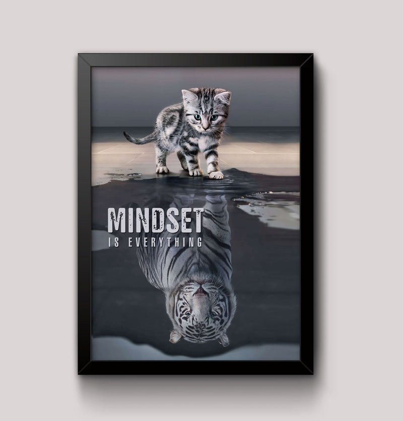 Mindset Is Everything Cat/Tiger Leader Motivational Inspirational Prevocational Life Action Success Quote Print Poster Wall Art Picture wall art poster – printed in Yorkshire
