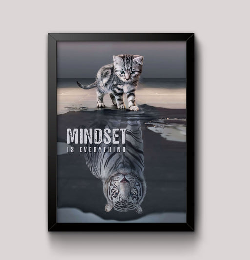 Mindset Is Everything Cat/Tiger Leader Motivational Inspirational Prevocational Life Action Success Quote Print Poster Wall Art Picture wall art poster – printed in Yorkshire