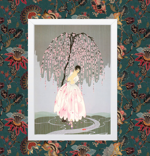 Balerina under a Pink cherry tree Vintage 1920's Painting Art Print Framed Poster Wall Decor Various sizes Framed or Unframed wall art poster – printed in Yorkshire