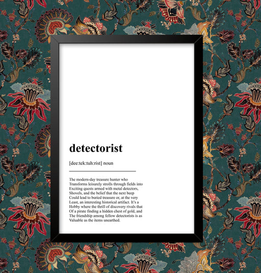 Detectorists Metal Detector dictionary typography Wall Art Poster Print A4 and A3 size print Framed or Unframed wall art poster – printed in Yorkshire