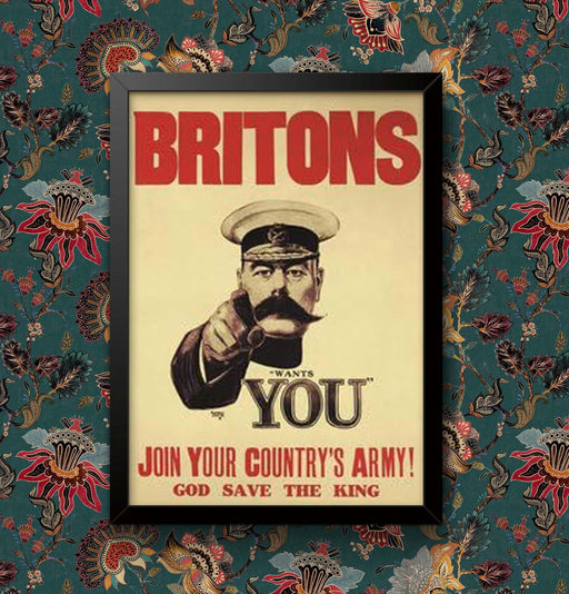 Vintage World War WW2 advertisement Britons Needs You Wall join your countrys army Art Poster Print Framed or Unframed wall art poster – printed in Yorkshire