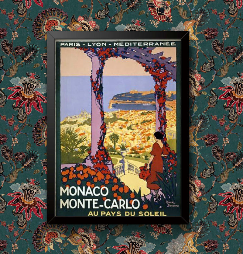 Monaco Monte Carlo Au Pays Du Soleil Paris Lyon Mediterranee France Railway Travel Poster Wall Art print  Framed or Unframed wall art poster – printed in Yorkshire