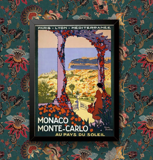 Monaco Monte Carlo Au Pays Du Soleil Paris Lyon Mediterranee France Railway Travel Poster Wall Art print  Framed or Unframed wall art poster – printed in Yorkshire
