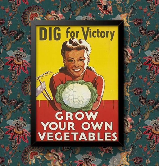 Vintage World War WW2 advertisement Dig for Victory Grow your own Vegetables Wall Art Poster Print Framed or Unframed wall art poster – printed in Yorkshire