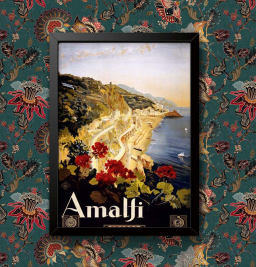 Vintage 1920's Italian Italy Amalfi Salerno Railway Travel Poster Wall Art print Various Sizes Framed or Unframed wall art poster – printed in Yorkshire