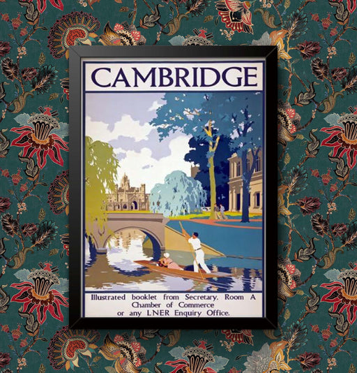 Vintage 1930 LNER CAMBRIDGE England high quality British Railway Travel Poster Wall Art print Various Sizes Framed or Unframed wall art poster – printed in Yorkshire