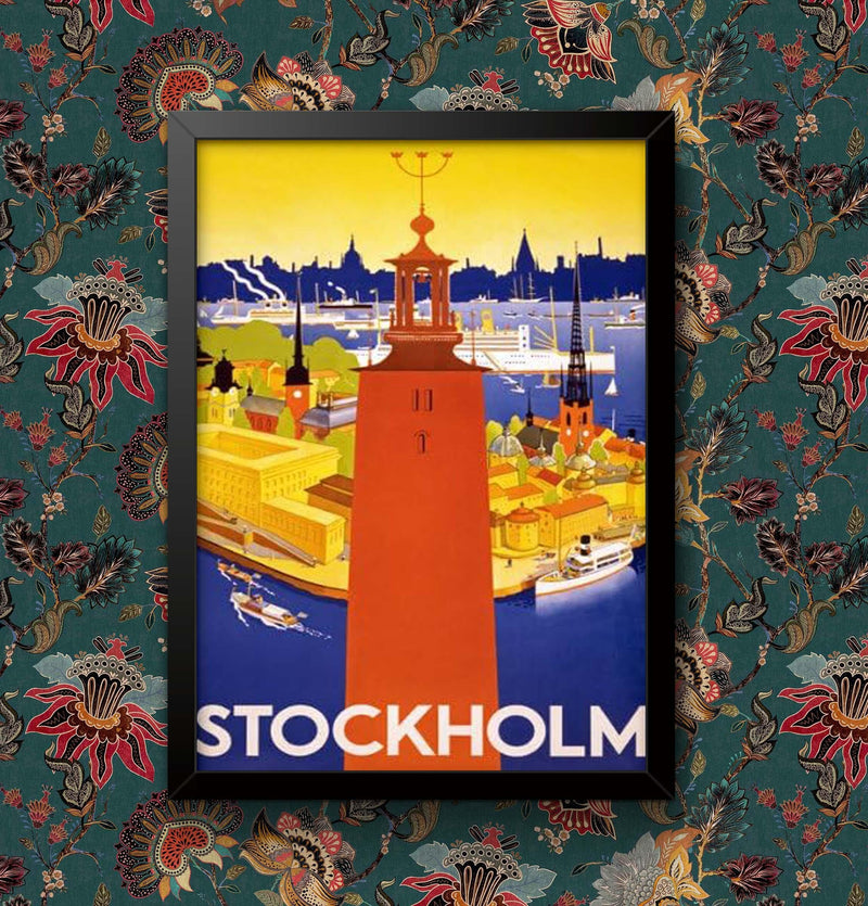 Vintage 1936 Stockholm Sweden Swedish Railway Travel Poster Wall Art print Various sizes 1Framed or Unframed wall art poster – printed in Yorkshire