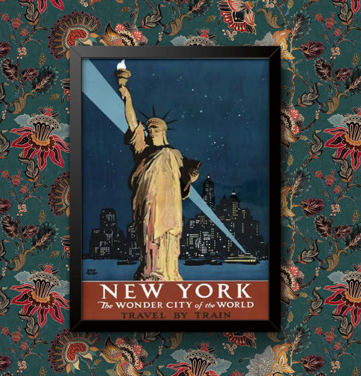 Vintage New York Travel Poster: Statue of Liberty Art Print wall art poster – printed in Yorkshire