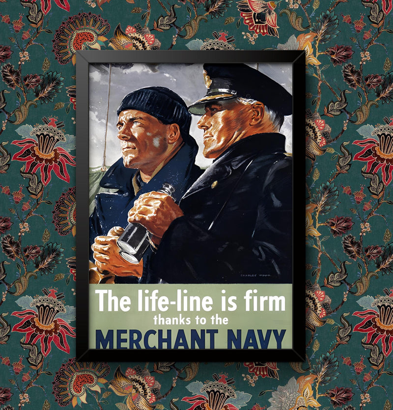 WW2 Merchant Navy Poster: Vintage War Advertisement Art Print wall art poster – printed in Yorkshire