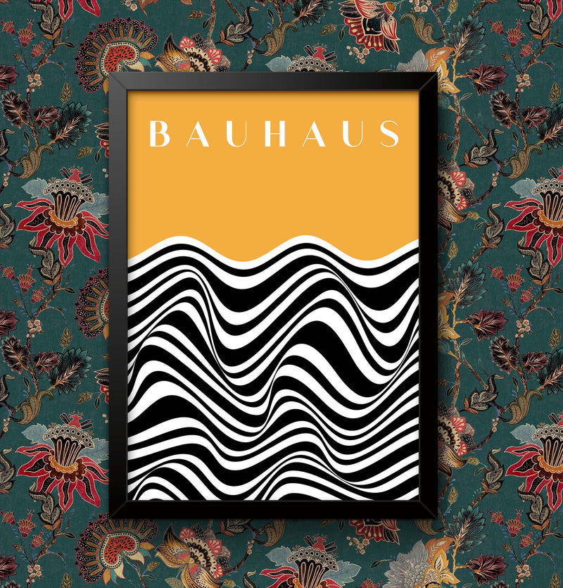 Bauhaus Exhibition Print: Orange & Black Abstract Art Poster, Framed or Unframed wall art poster – printed in Yorkshire