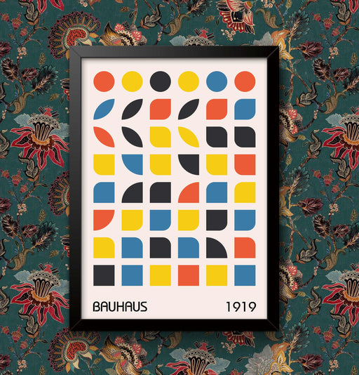 Bauhaus Exhibition Art Print: Multicolored Abstract Shapes, Vintage Poster wall art poster – printed in Yorkshire