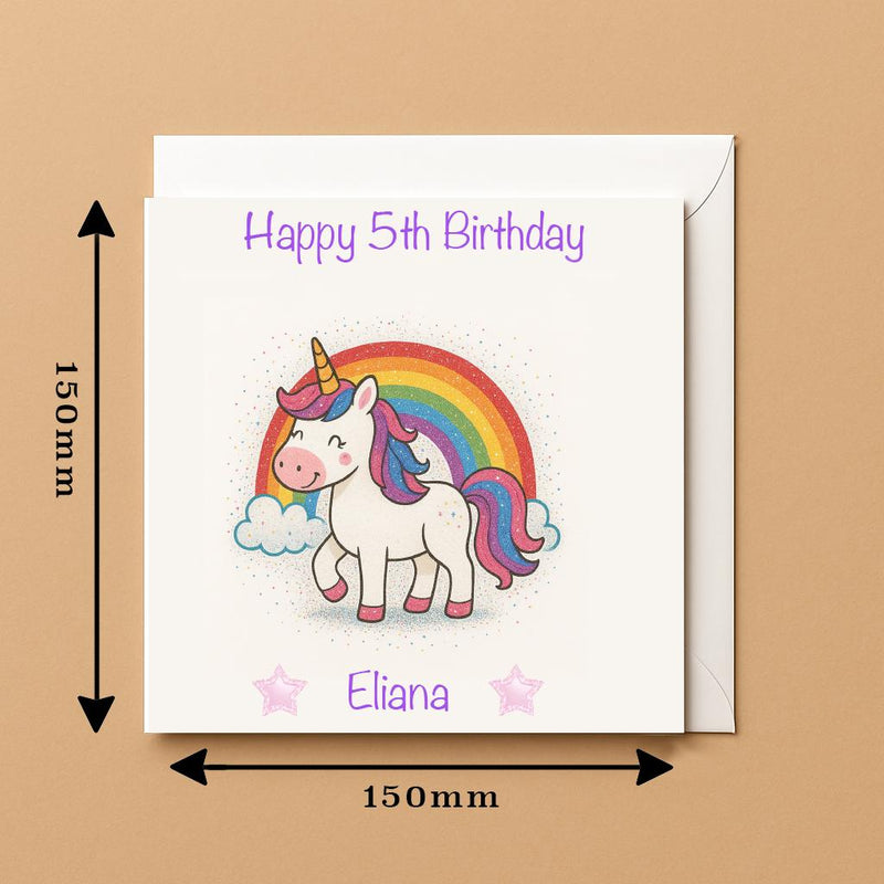 Pink Unicorn Birthday Card: Handmade Design, Blank Inside