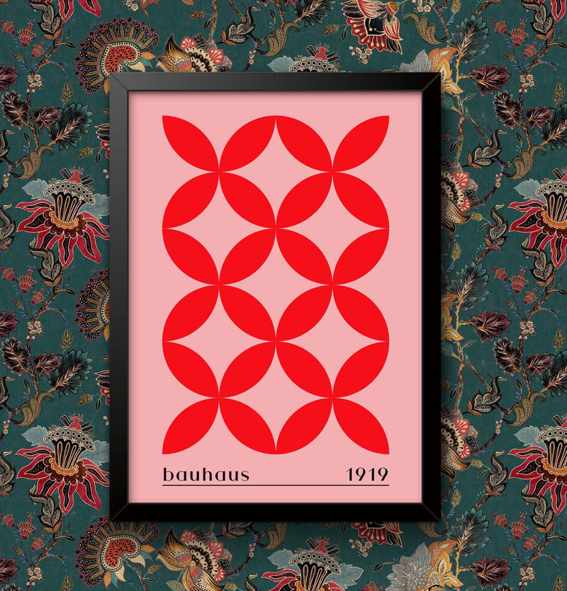 Bauhaus Ausstellung 1919 Print: Vintage Red Painting, Framed Art Poster wall art poster – printed in Yorkshire