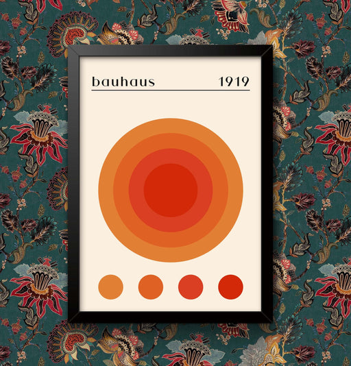 Bauhaus 1919 Orange Art Print: Vintage Poster, Framed Wall Decor wall art poster – printed in Yorkshire