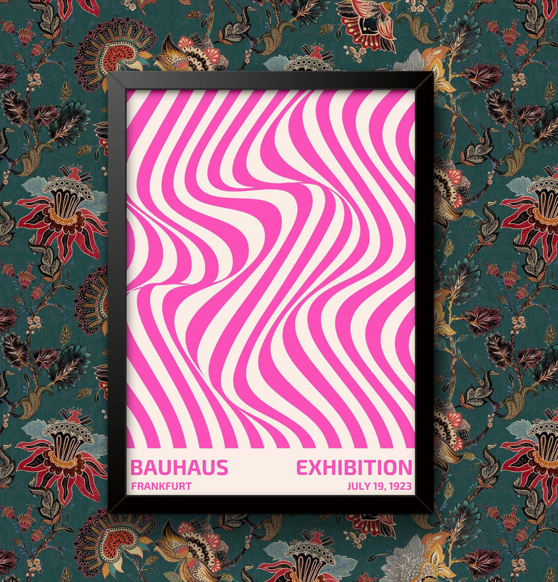 Bauhaus Frankfurt 1923 Exhibition Print: Vintage Pink Lines Art Poster wall art poster – printed in Yorkshire