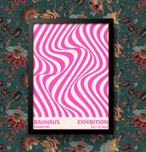 Bauhaus Frankfurt 1923 Exhibition Print: Vintage Pink Lines Art Poster wall art poster – printed in Yorkshire