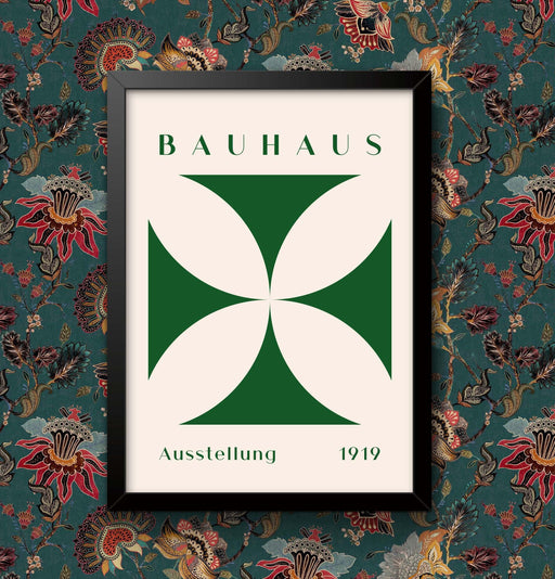 Bauhaus Ausstellung 1919 Print: Vintage Green Art Poster, Framed or Unframed wall art poster – printed in Yorkshire
