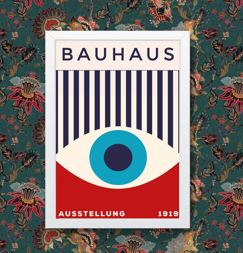 Bauhaus Exhibition Print: Abstract Geometric Art Poster, Blue Black Red wall art poster – printed in Yorkshire