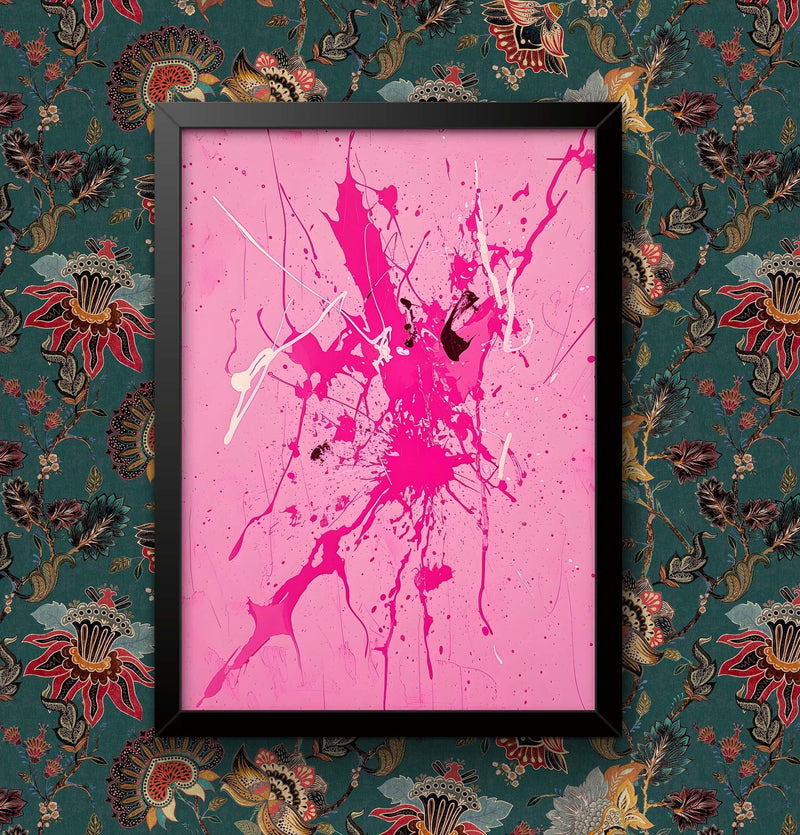 Pink Paint Spatter Art Print: Modern Framed Wall Decor wall art poster – printed in Yorkshire