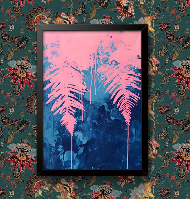 Pink Paint Drip Leaf Art Print: Framed or Unframed Wall Decor wall art poster – printed in Yorkshire