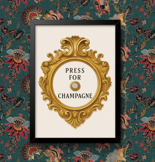 Press for Champaign Painting Art Print funny Framed Poster Wall Decor Various sizes Framed or Unframed wall art poster – printed in Yorkshire