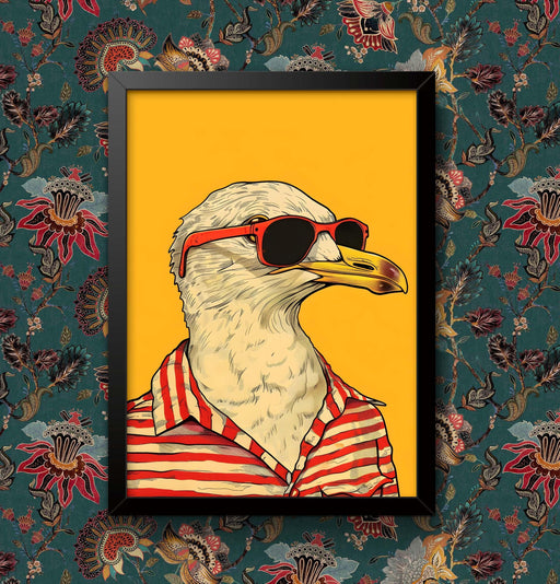 Seagull in Sunglasses Print: Funny Animal Picture, Vintage Wall Art wall art poster – printed in Yorkshire