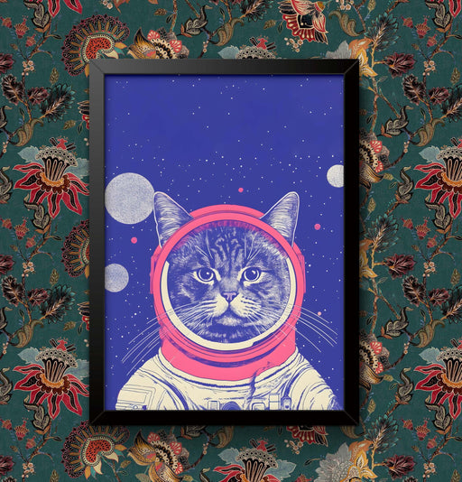Space Cat Astronaut Poster: Vintage Bathroom Wall Art wall art poster – printed in Yorkshire