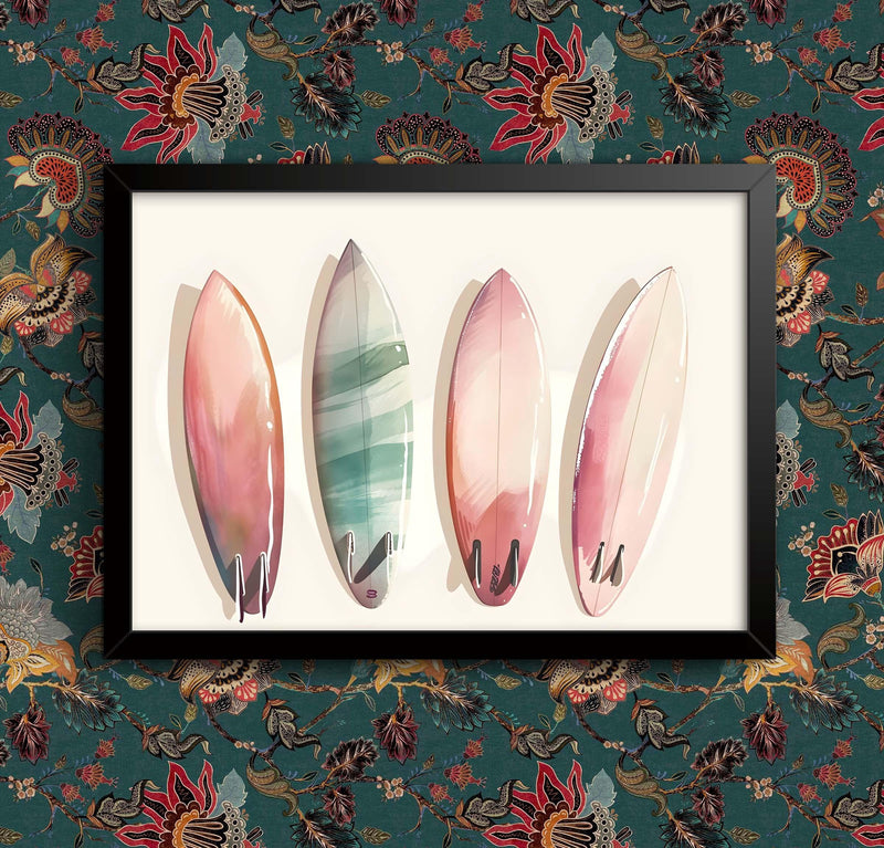 Surfboard Art Print: Glossy Wall Decor, Framed or Unframed wall art poster – printed in Yorkshire