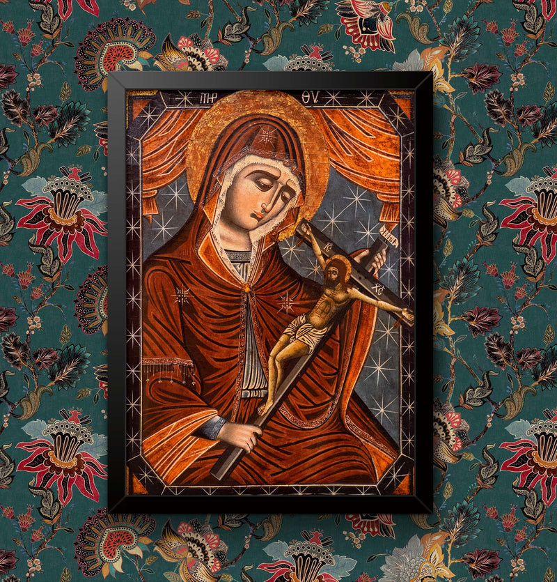 Mary Mother of God Reproduction: Framed Catholic Art Poster wall art poster – printed in Yorkshire