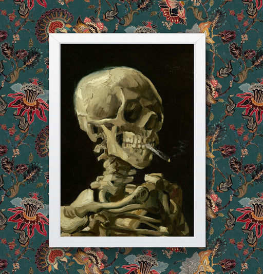 Van Gogh Skeleton with Burning Cigarette: Framed Art Print wall art poster – printed in Yorkshire