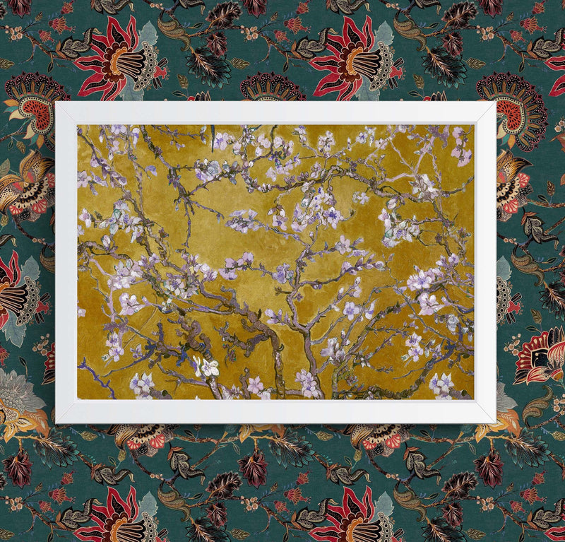 Van Gogh Almond Blossoms Print: Gold Frame, Old Master Reproduction wall art poster – printed in Yorkshire