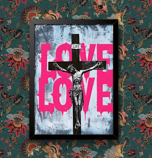 Love Jesus Graffiti Art Print: Modern Christian Home Decor, Framed/Unframed wall art poster – printed in Yorkshire