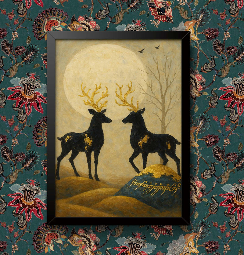 Deer in Morning Sun Art Print: Framed Wildlife Poster wall art poster – printed in Yorkshire