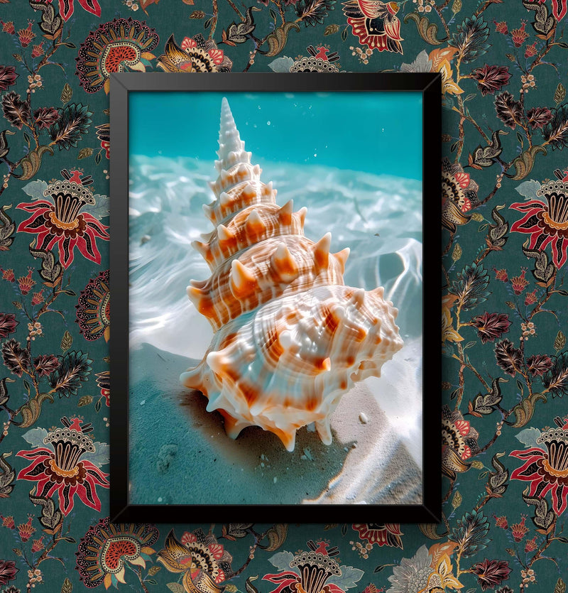 Beach Art Print: Shell on Seabed, Framed Coastal Wall Decor wall art poster – printed in Yorkshire