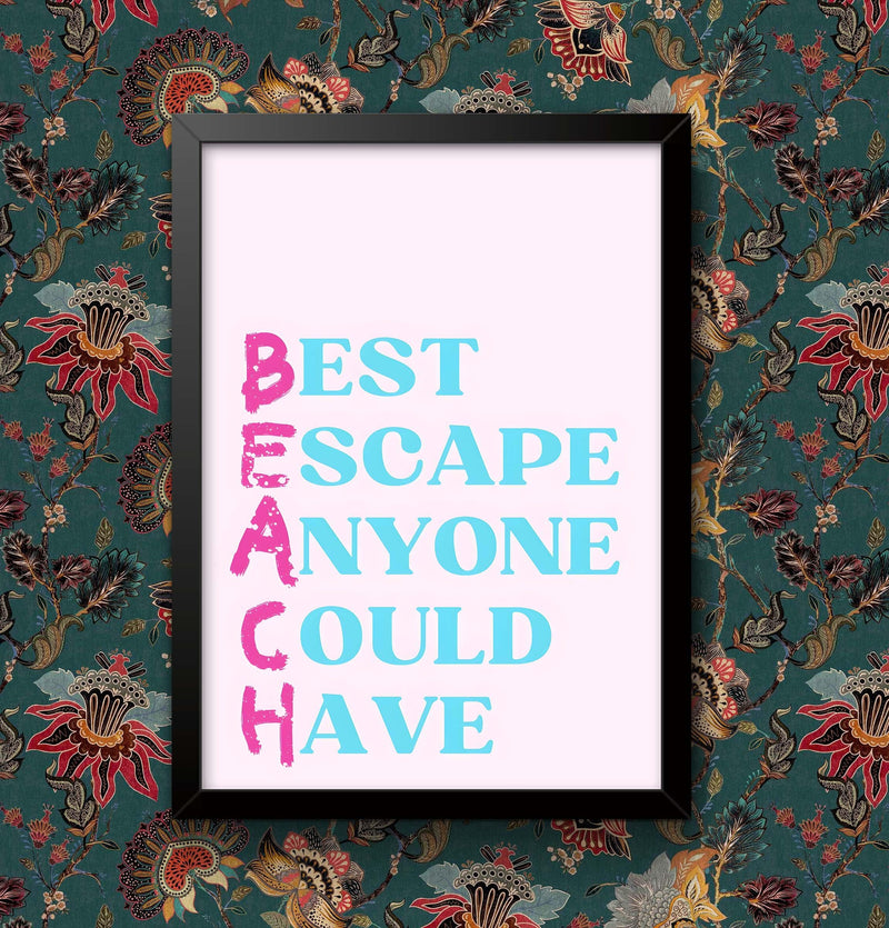 Beach Word Art Print: Framed Coastal Wall Decor wall art poster – printed in Yorkshire