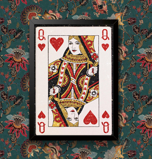 Queen of Hearts Glittery Art Print: Colorful Wall Decor, Framed/Unframed wall art poster – printed in Yorkshire