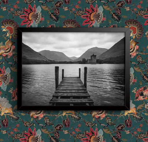 Lake Pier Black and White Art Print: Framed Wall Decor wall art poster – printed in Yorkshire