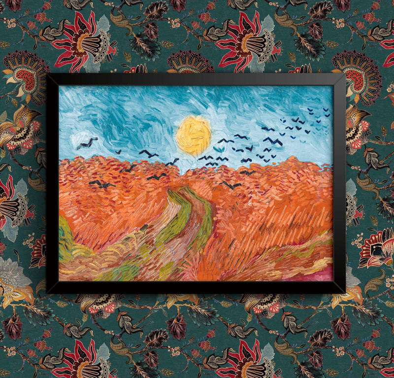 Van Gogh Wheatfield with Crows Print: Orange Framed Wall Decor wall art poster – printed in Yorkshire