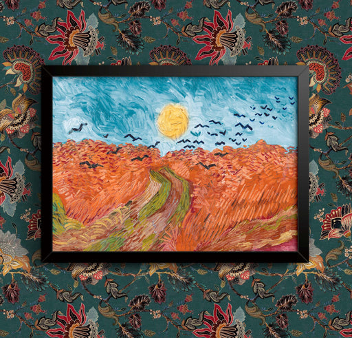 Van Gogh Wheatfield with Crows Print: Orange Framed Wall Decor wall art poster – printed in Yorkshire