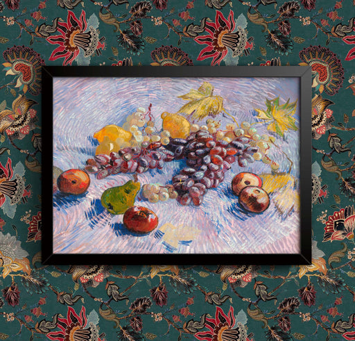Van Gogh Fruit Still Life Print: Grapes, Lemons, Pears wall art poster – printed in Yorkshire