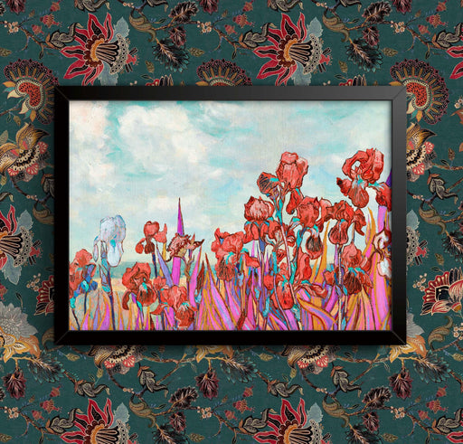 Van Gogh Irises Print: 1889 Reproduction, Red Flowers Poster wall art poster – printed in Yorkshire