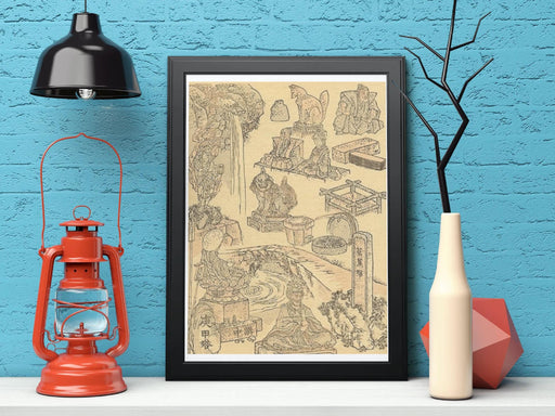 Hokusai 'Things Made from Stone', Japan, 18-19th Century, A4 & A3 Ukiyo-e Classic Art Poster A4 and A3 size print Framed or Unframed wall art poster – printed in Yorkshire