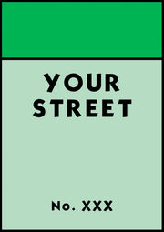 Personalised Monopoly Street Name Print Poster  Various Sizes Framed Unframed Custom Wall Art Deco Minimalist Home Decor House Gift Idea