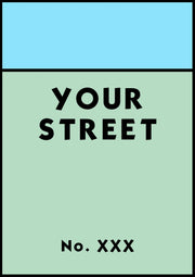 Personalised Monopoly Street Name Print Poster  Various Sizes Framed Unframed Custom Wall Art Deco Minimalist Home Decor House Gift Idea