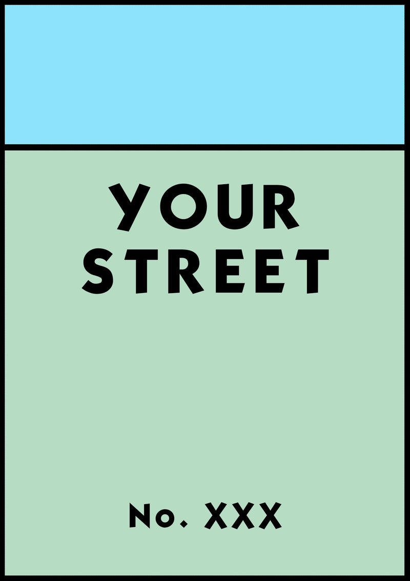 Personalised Monopoly Street Name Print Poster  Various Sizes Framed Unframed Custom Wall Art Deco Minimalist Home Decor House Gift Idea
