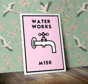 Monopoly Water Works Poster available in  Various Sizes and colours Framed Unframed Wall Art Deco Minimalist Home Decor House Gift Idea